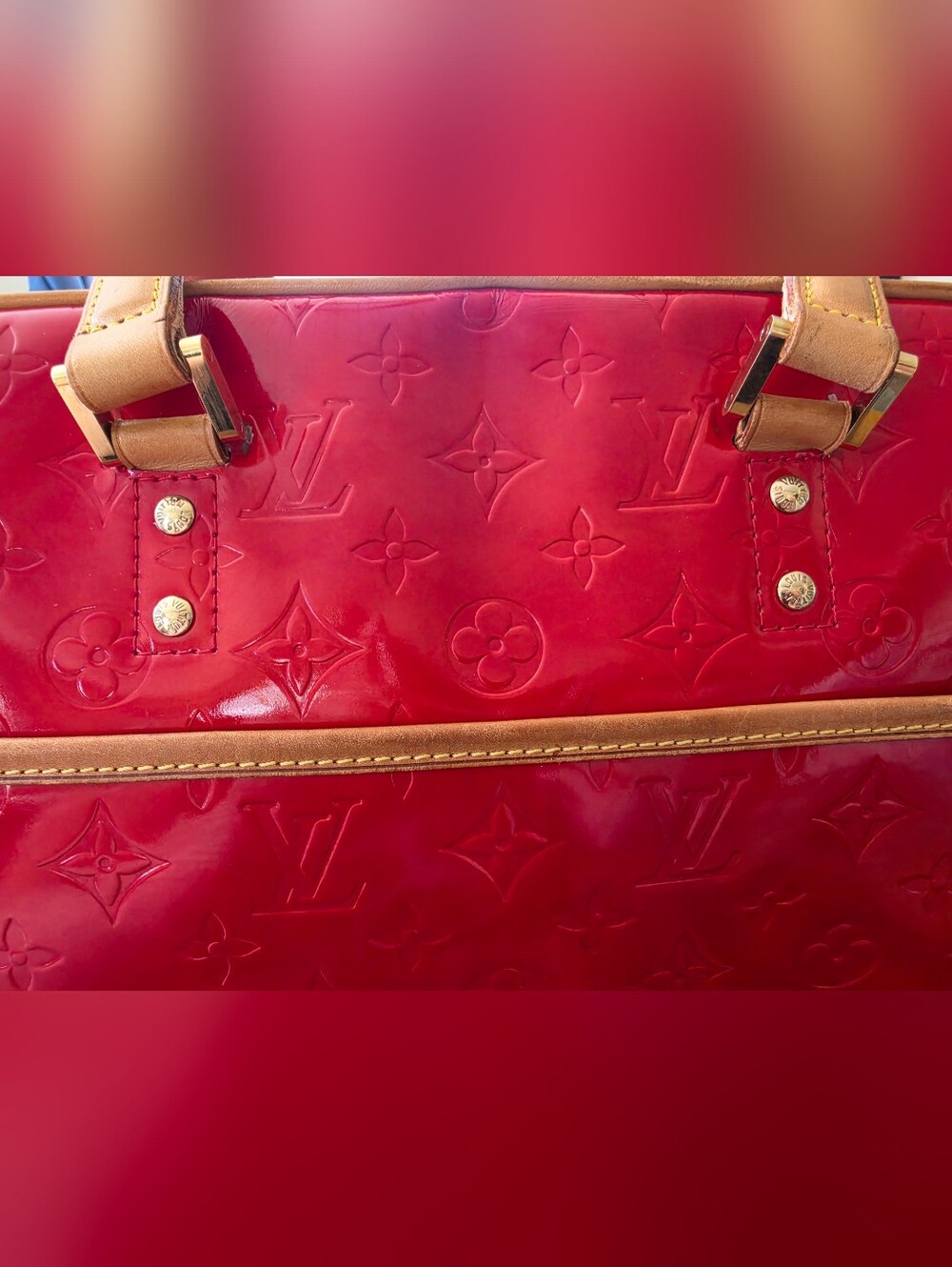 Louis Vuitton Sutton Monogram Vernis Patent Leather Red Zip Shoulder Bag - Picture 9 of 17